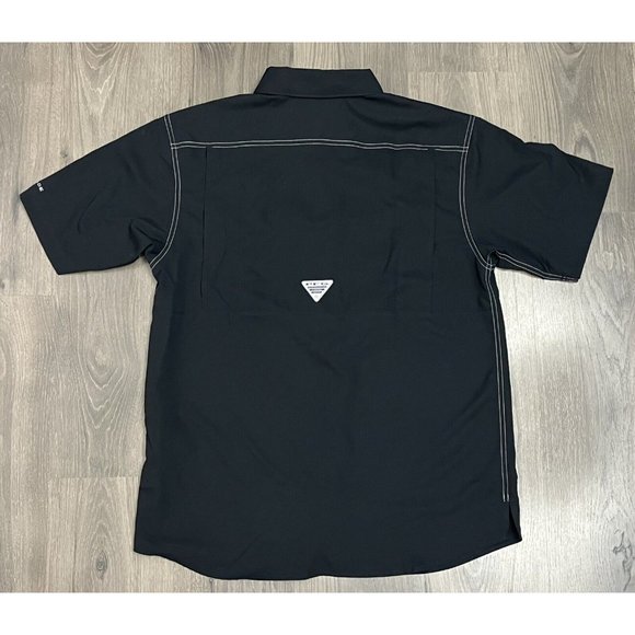 Columbia PFG Shirt Medium Black Button-Down Short Sleeve Vented NC State Logo - Picture 6 of 11